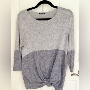 Pink Clover Two-Tone Gray Long Sleeve Top